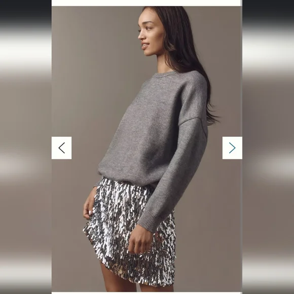 Anthropologie Mare Mare Long-Sleeve Knit Sequin Twofer Mini Dress - Picture 4 of 6